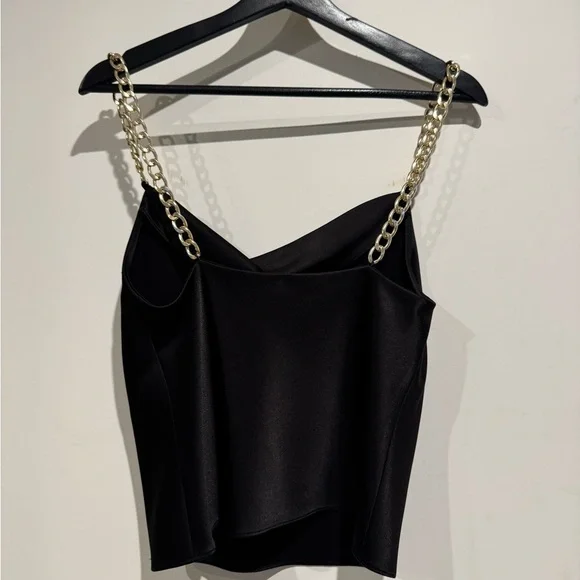 Alice + Olivia Black Camisole with Gold Chain Straps - Picture 3 of 7